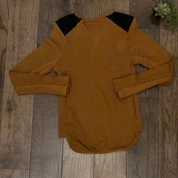 Zara Ribbed Top w/ Vegan Leather Shoulders - Picture 11 of 11